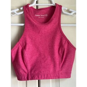 Outdoor Voices Womens XS Pink Heathered High Neck Racerback Crop Top Activewear